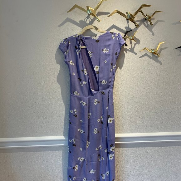 Reformation Dresses & Skirts - Purple Floral Dress with Asymmetric Back Slit Tie